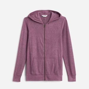 Market & Spruce Blakely Zip Up Hooded Brushed Knit Top Hoodie - Purple - XL